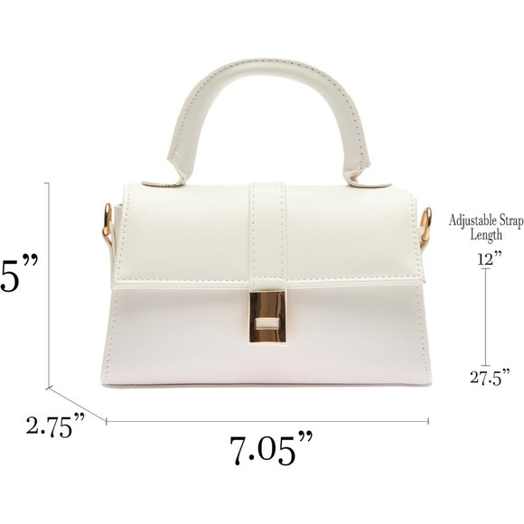 Women's White Small Faux Leather Mini Crossbody Elegant Design Shoulder Bag - Picture 2 of 9